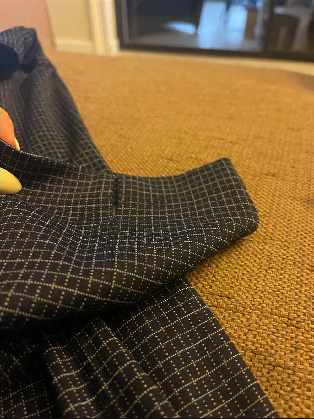 Lysse Pull on Blue Plaid Black Windowpane Dress Pants